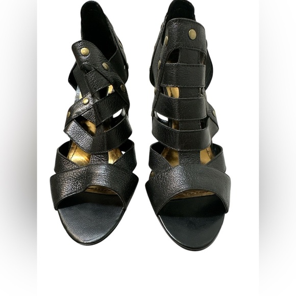 Nine West Black Strappy Studded Open Toe Heels Badgley 8.5 - Picture 3 of 9
